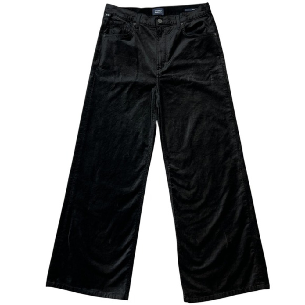 Citizens of Humanity Paloma Baggy Wide Leg Jeans Pants 29" Black Stretch‎ Velvet